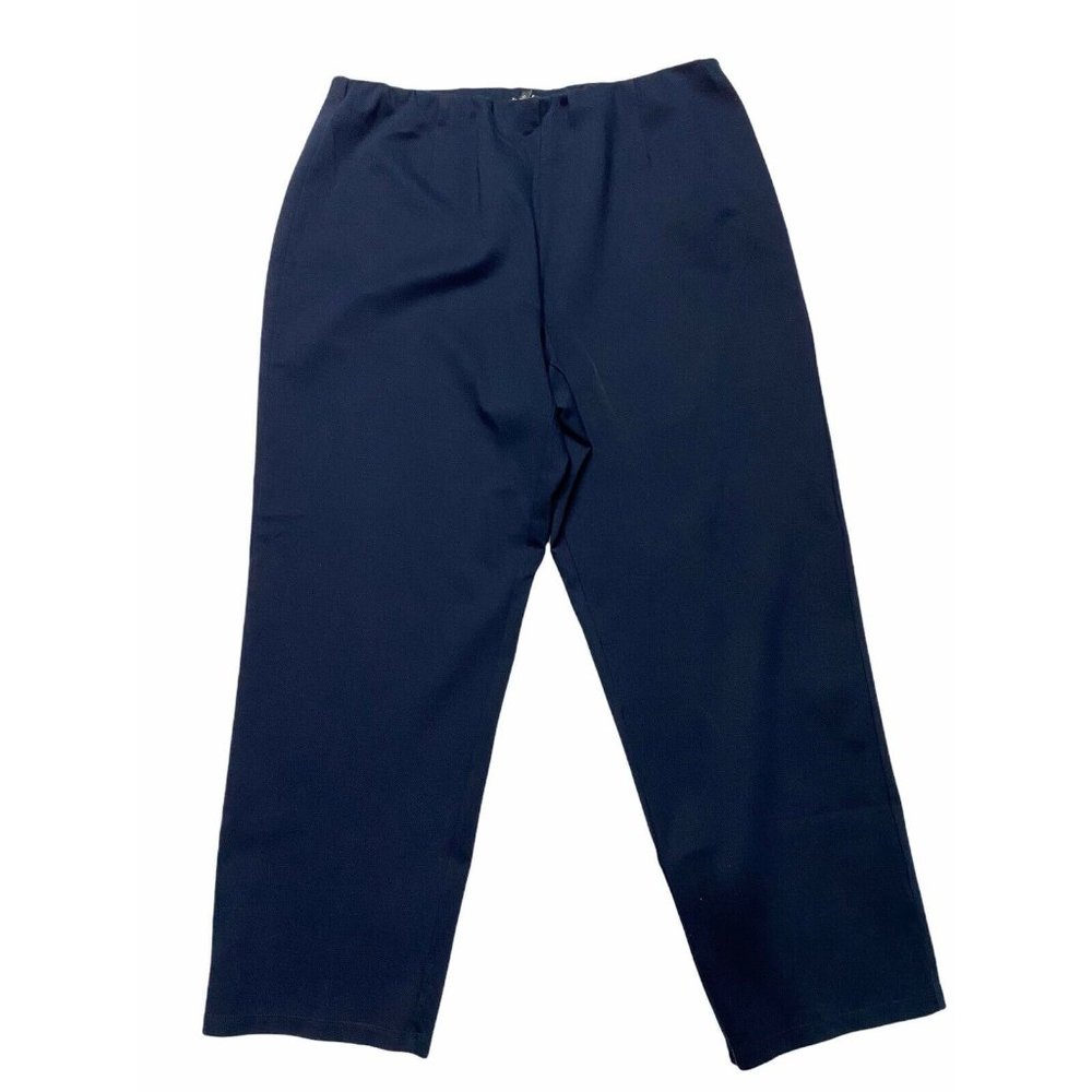 Eileen Fisher Navy Pull On Elastic Waist Stretch Pants Navy 2X